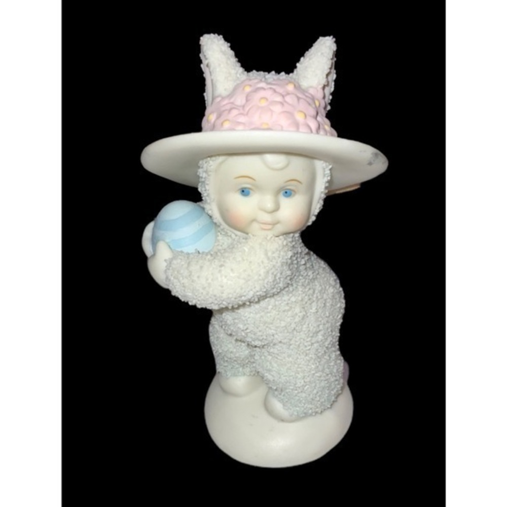 Department 56 Snowbunnies “Bonnets & Bows” Blue Easter Egg Collector Figurine 4”